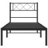 Estructura cama sin colchón con cabecero metal negro 80x200