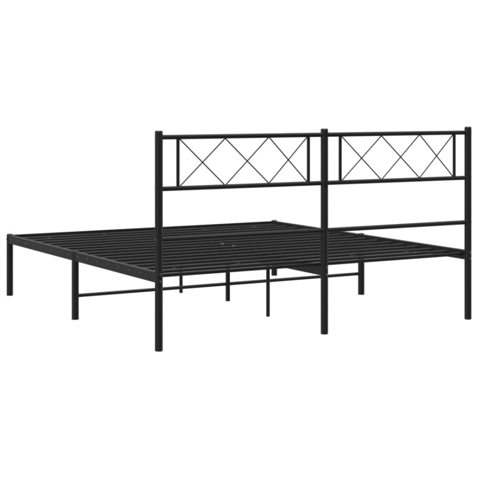Estructura cama sin colchón con cabecero metal negro 140x190