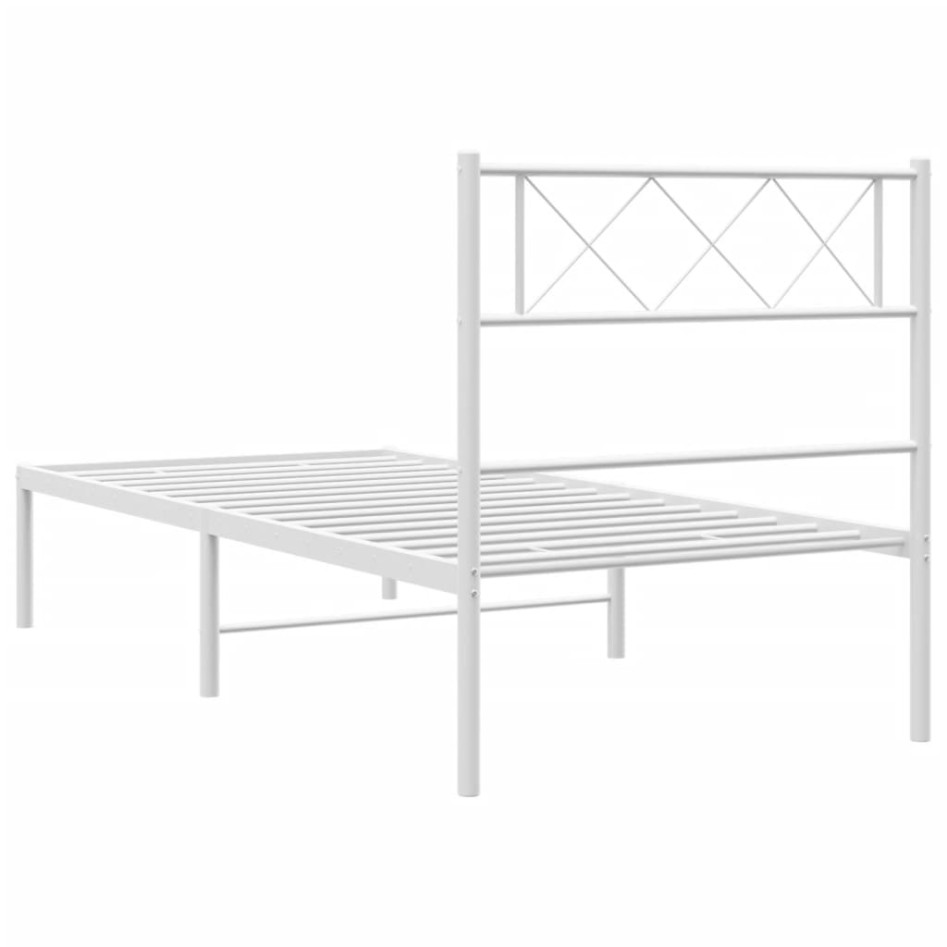 Estructura cama sin colchón con cabecero metal blanco 90x190