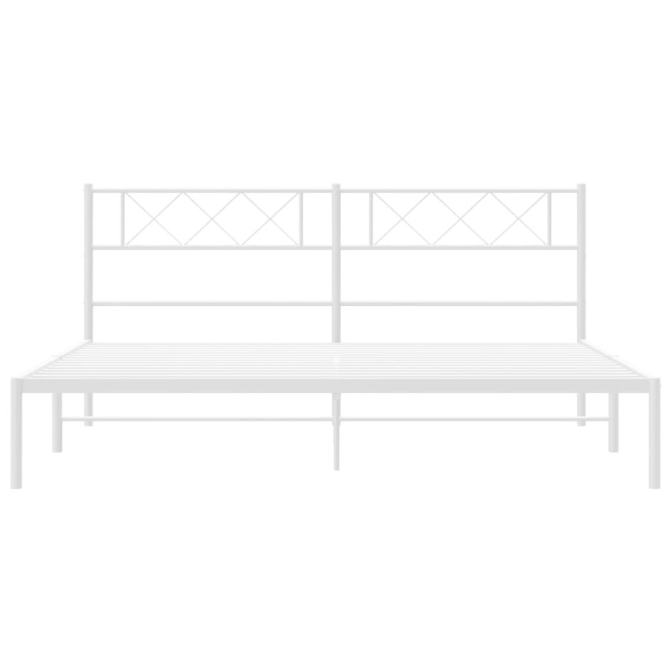 Estructura cama sin colchón con cabecero metal blanco