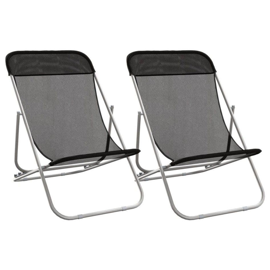 Silla de playa plegable 2 uds acero recubierto textilene