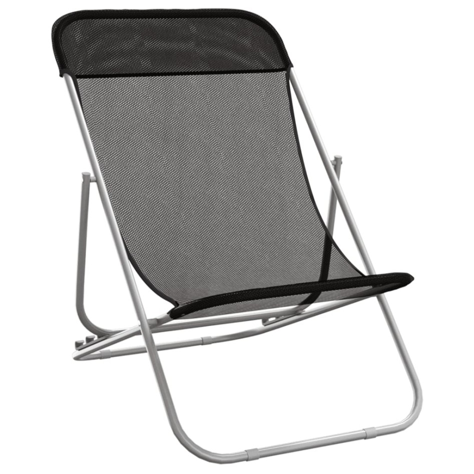 Silla de playa plegable 2 uds acero recubierto textilene