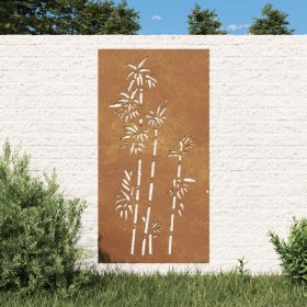 Adorno de pared de jardín acero corten diseño bambú 105x55