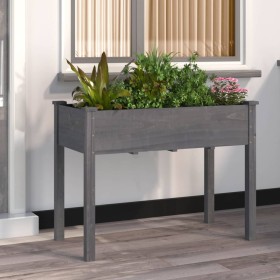 Jardinera con forro madera maciza de abeto gris 118x59x76