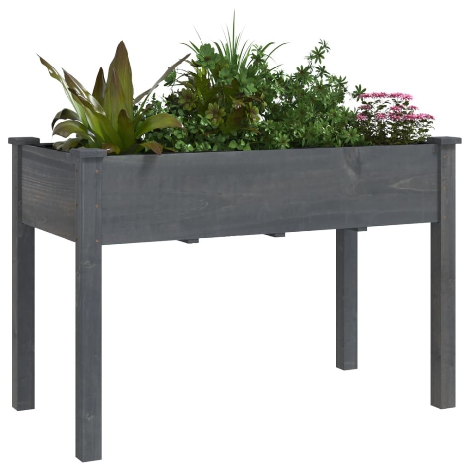 Jardinera con forro madera maciza de abeto gris 118x59x76