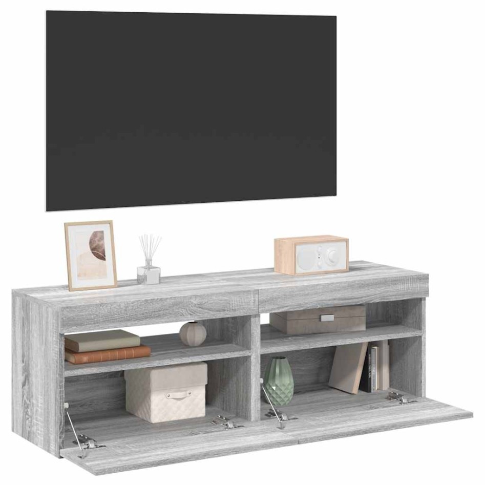 Muebles de TV 2 uds con luces LED gris Sonoma 60x35x40
