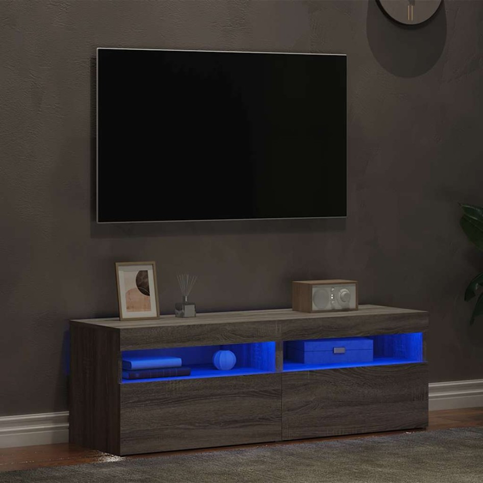 Muebles de TV 2 uds con luces LED gris Sonoma 60x35x40