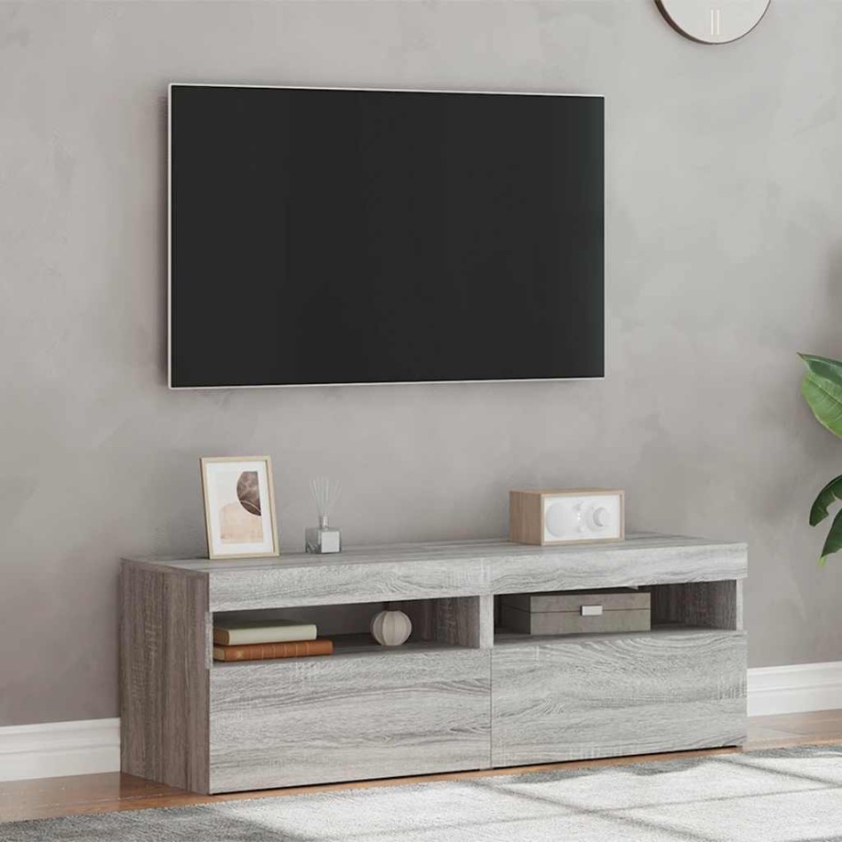 Muebles de TV 2 uds con luces LED gris Sonoma 60x35x40