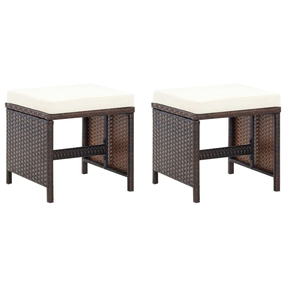 Conjunto de silla de jardín y taburete 4 piezas ratán PE