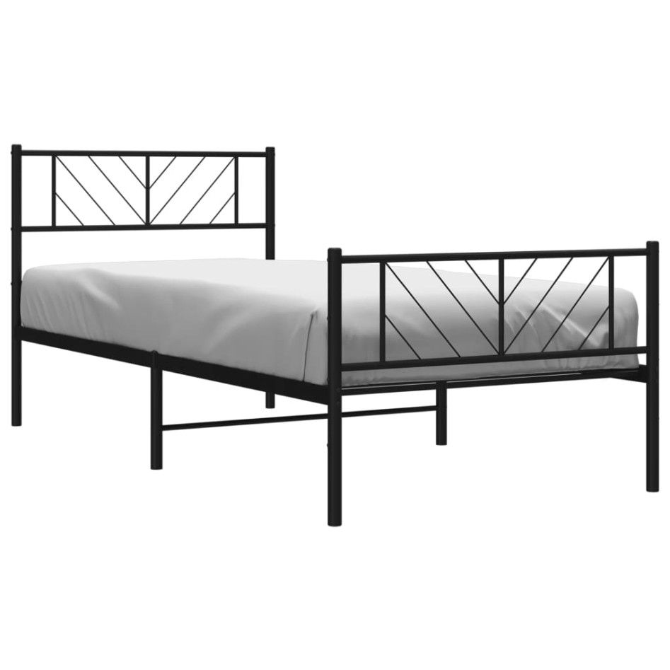 Estructura cama sin colchón con estribo metal negro 90x200
