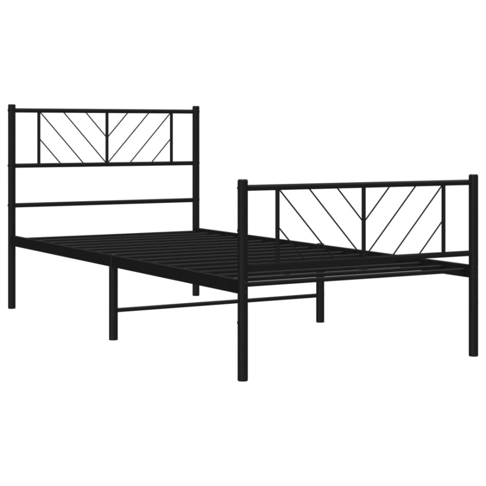Estructura cama sin colchón con estribo metal negro 100x200