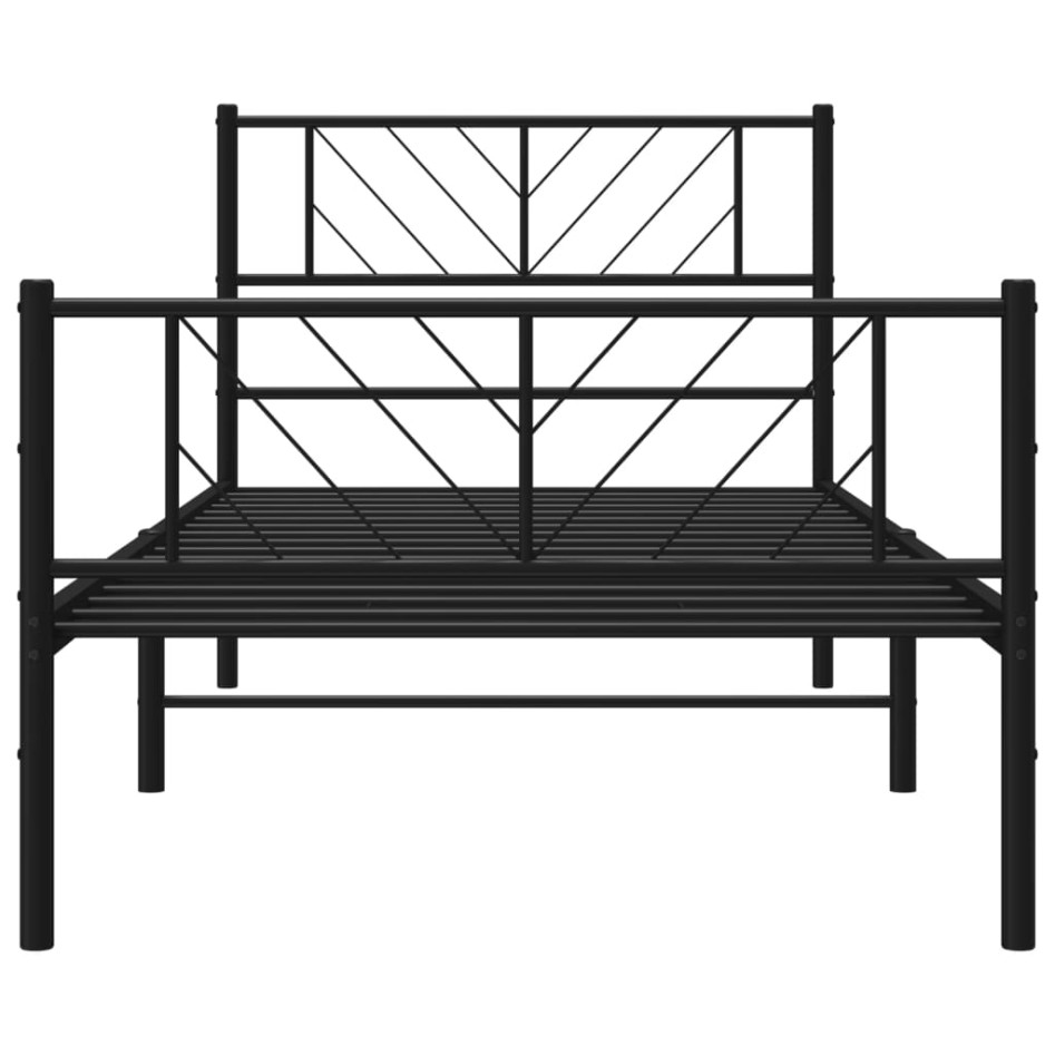 Estructura cama sin colchón con estribo metal negro 100x200