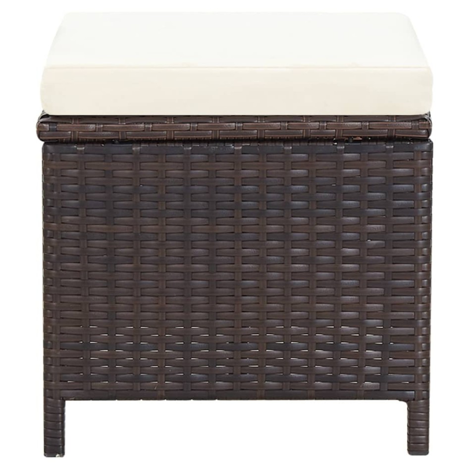 Conjunto de silla de jardín y taburete 4 piezas ratán PE