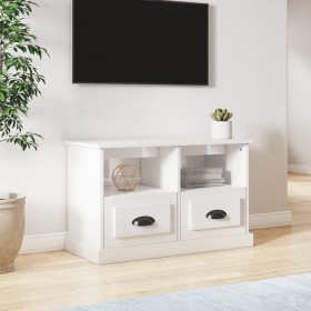 Mueble de TV madera contrachapada blanco brillo 80x35x50