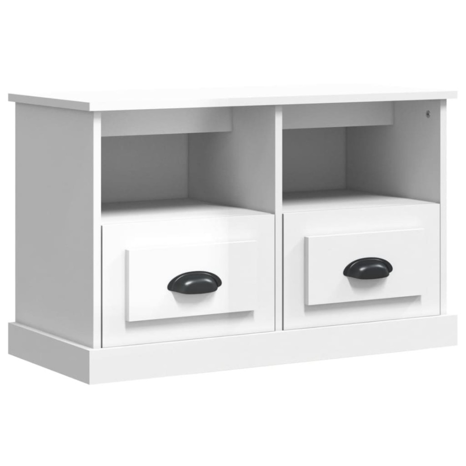 Mueble de TV madera contrachapada blanco brillo 80x35x50