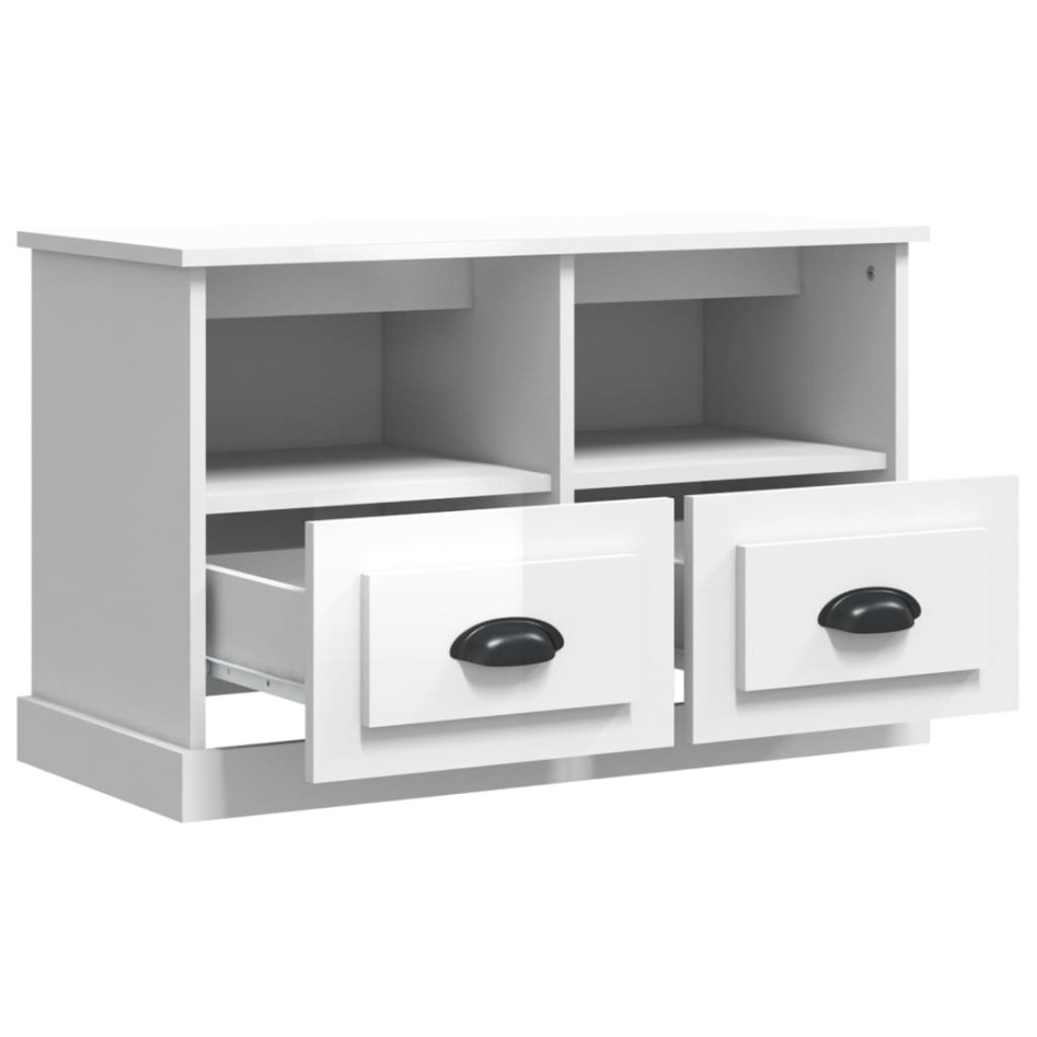Mueble de TV madera contrachapada blanco brillo 80x35x50