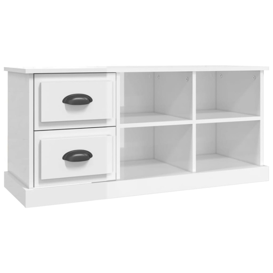 Mueble de TV madera contrachapada blanco brillo