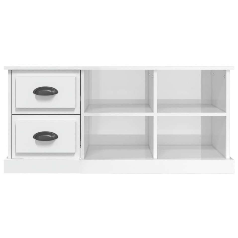 Mueble de TV madera contrachapada blanco brillo