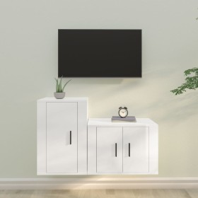 Set de muebles de TV 2 pzas madera contrachapada blanco