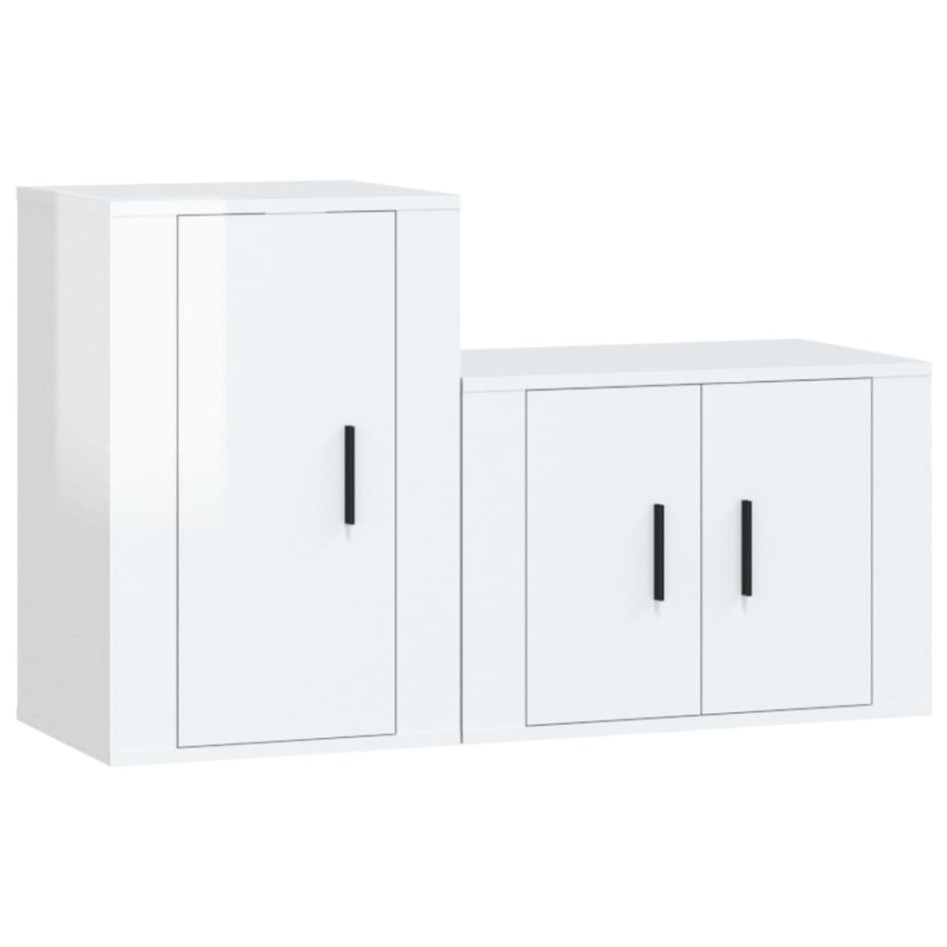 Set de muebles de TV 2 pzas madera contrachapada blanco
