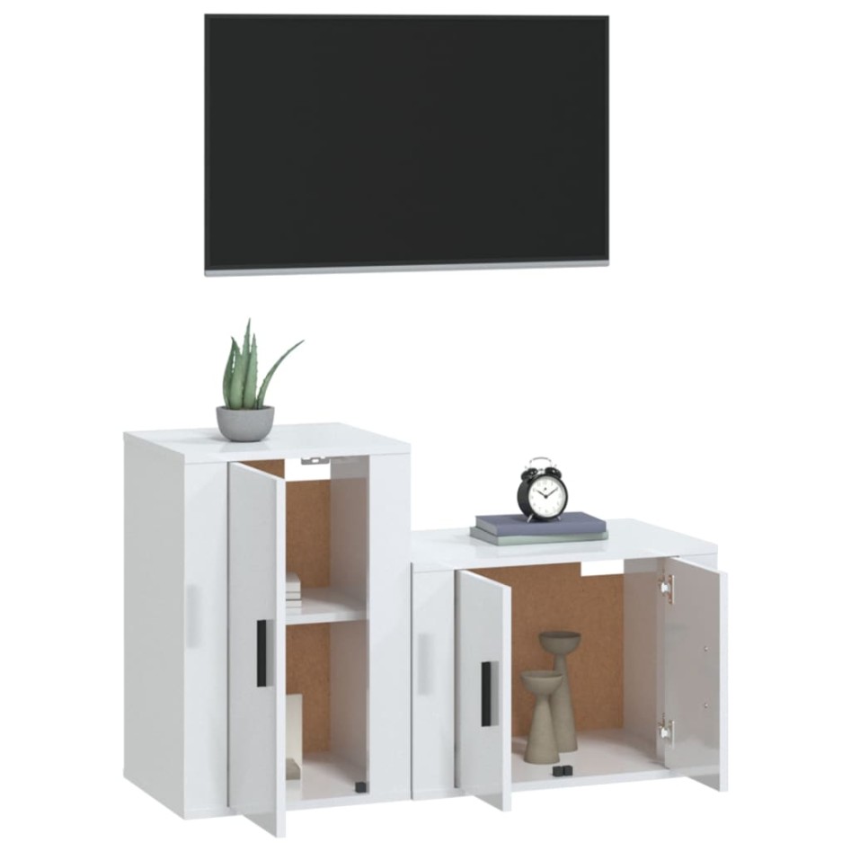 Set de muebles de TV 2 pzas madera contrachapada blanco