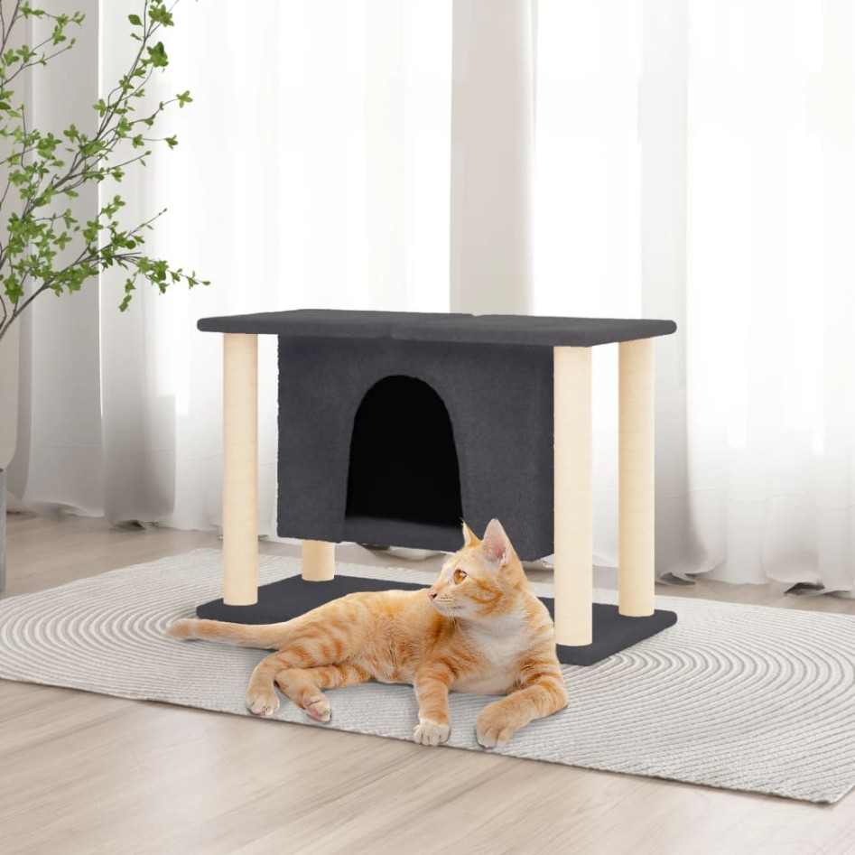 Rascador para gatos con postes de sisal gris oscuro 50
