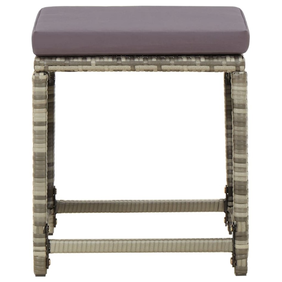 Taburetes de jardín 4 unidades y cojines ratán sintético