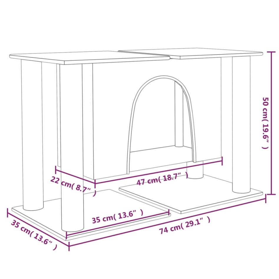 Rascador para gatos con postes de sisal gris oscuro 50