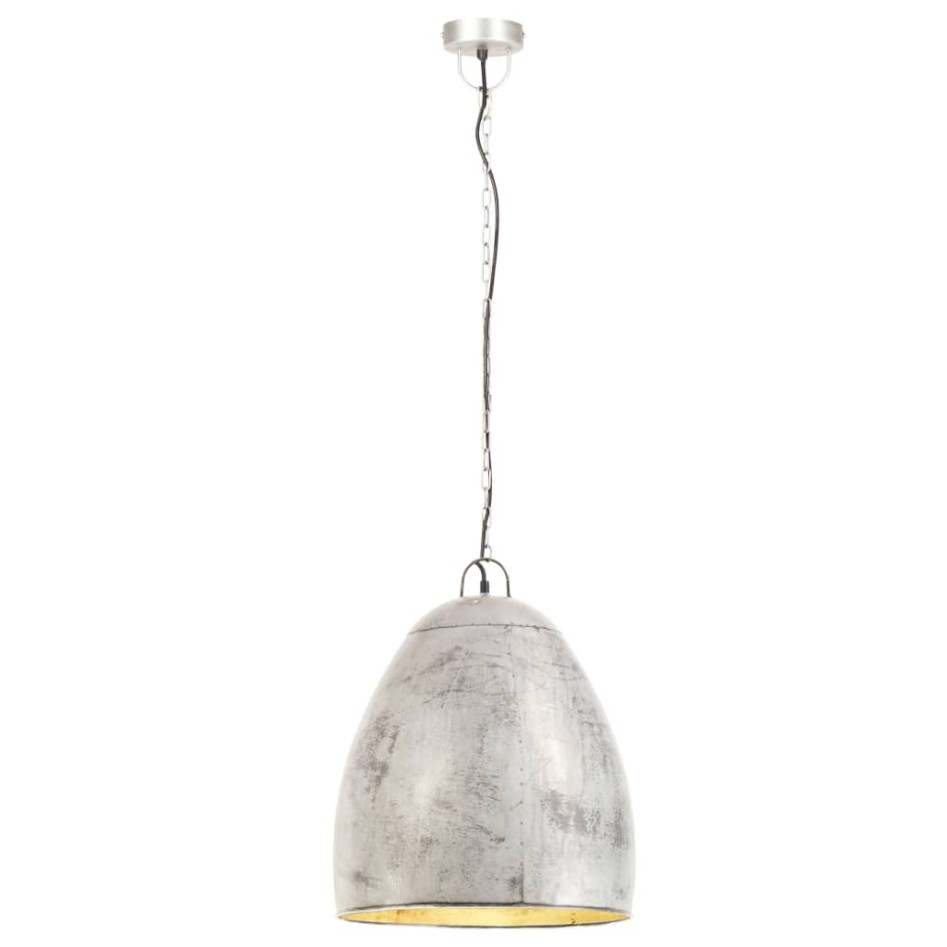 Lámpara colgante industrial redonda 25 W plateada 42 cm