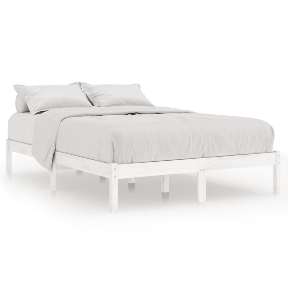 Estructura de cama sin colchón madera maciza blanco 140x190