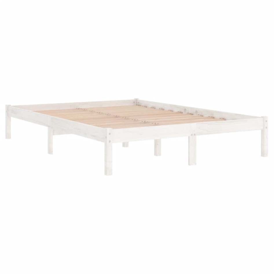 Estructura de cama sin colchón madera maciza blanco 140x190