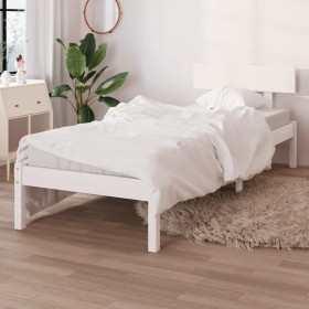 Estructura de cama sin colchón madera maciza blanco 100x200