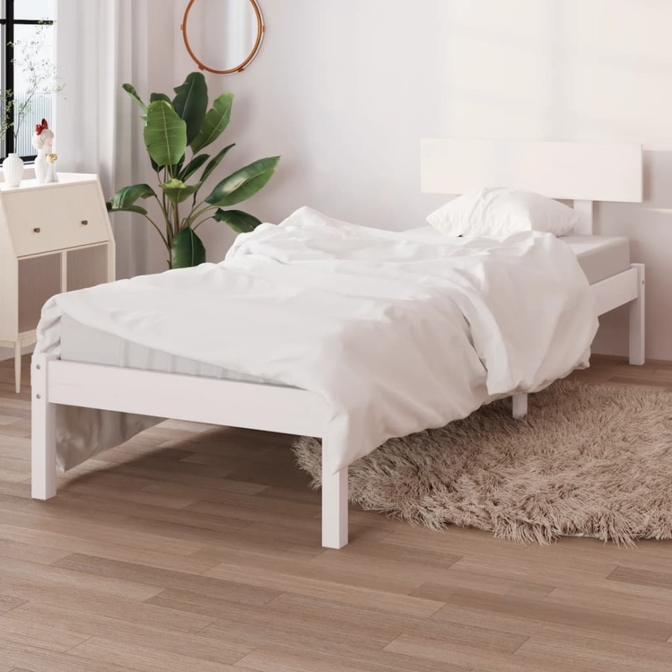 Estructura de cama sin colchón madera maciza blanco 100x200