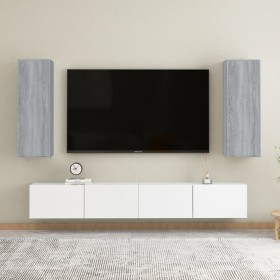 Mueble de TV 2 uds madera ingeniería gris Sonoma 30,5x30x90
