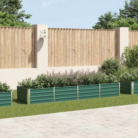 Arriate de jardín de acero galvanizado verde 320x80x45