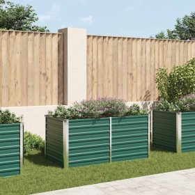 Jardinera elevada de acero galvanizado verde