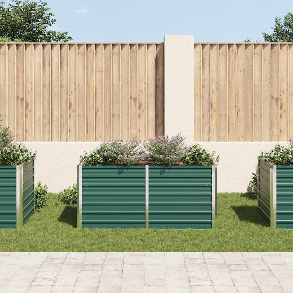 Jardinera elevada de acero galvanizado verde