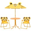 Mesa y sillas de jardín infantil 3 pzas con sombrilla amarillo