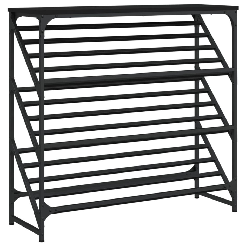 Mueble zapatero de madera de ingeniería negro 90x30x85
