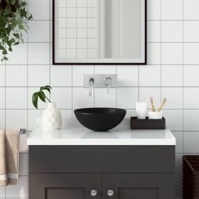 Lavabo de cuarto de baño redondo cerámica negro