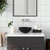 Lavabo de cuarto de baño redondo cerámica negro mate
