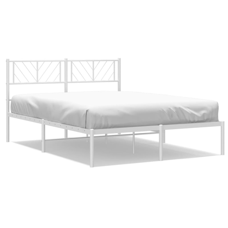 Estructura cama sin colchón con cabecero metal blanco