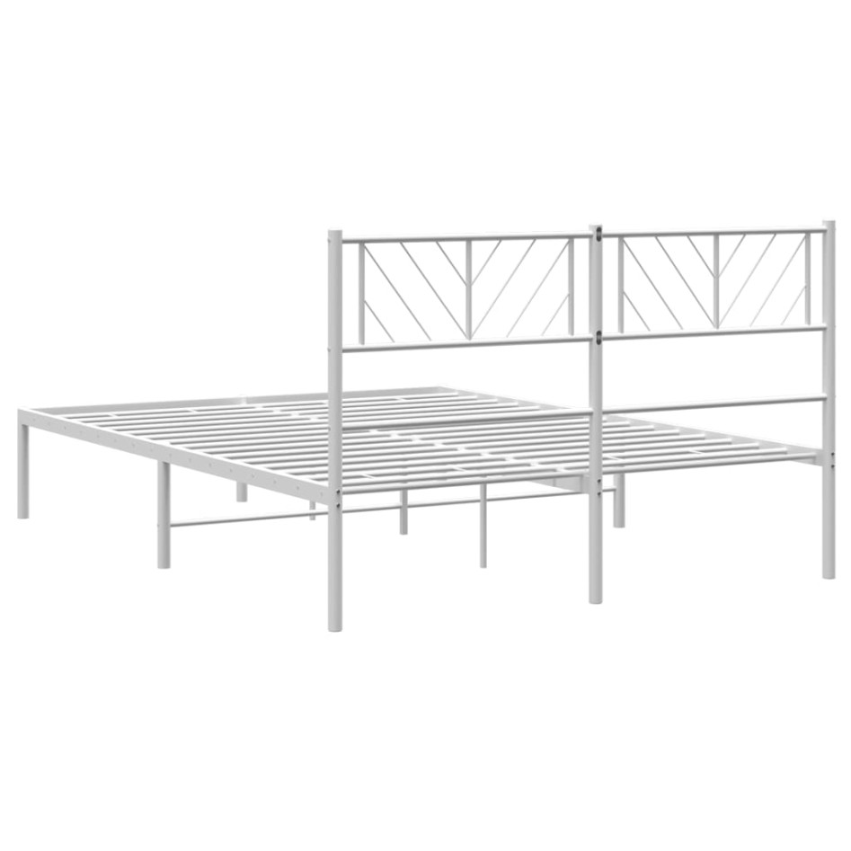 Estructura cama sin colchón con cabecero metal blanco