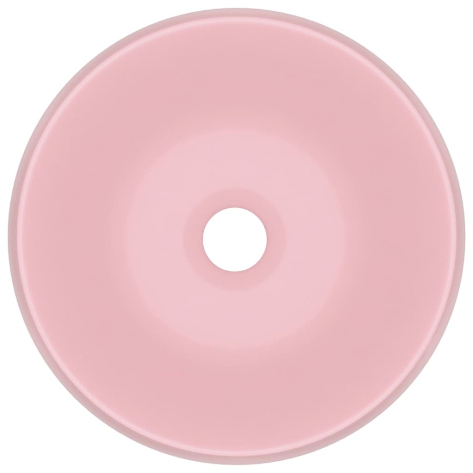 Lavabo de lujo redondo cerámica rosa mate 40x15