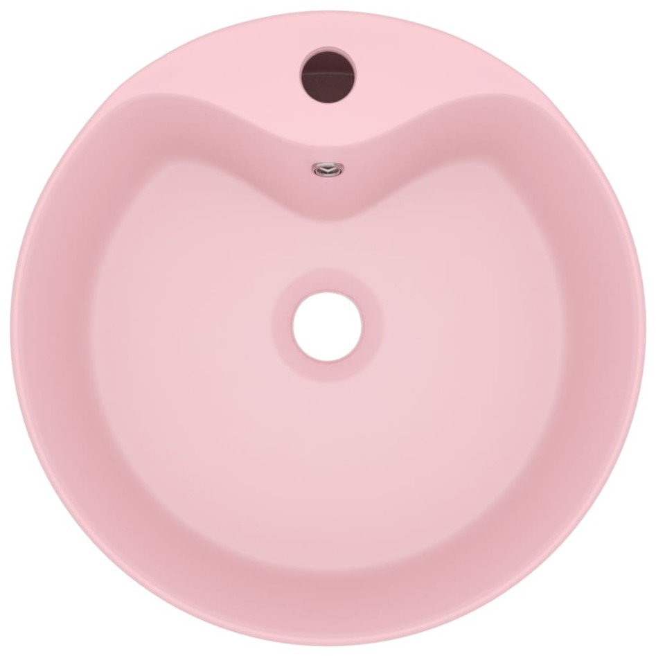 Lavabo lujo con rebosadero cerámica rosa mate 36x13