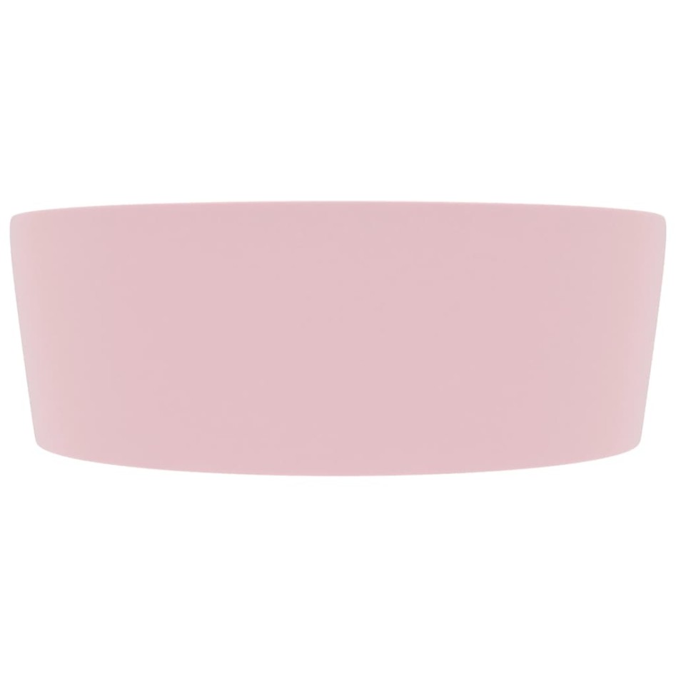 Lavabo lujo con rebosadero cerámica rosa mate 36x13