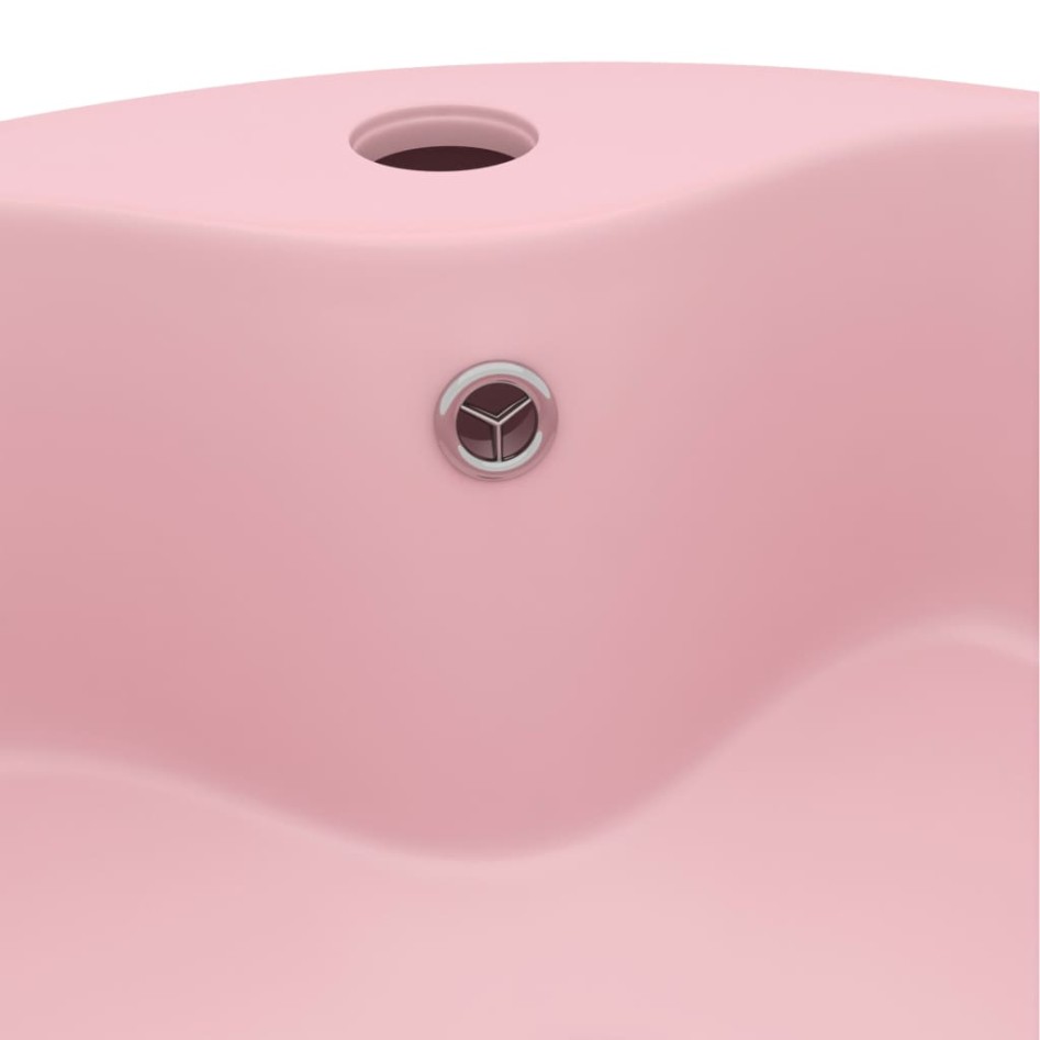 Lavabo lujo con rebosadero cerámica rosa mate 36x13