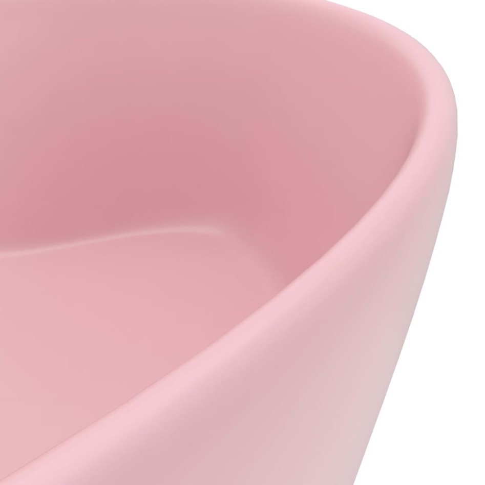 Lavabo lujo con rebosadero cerámica rosa mate 36x13