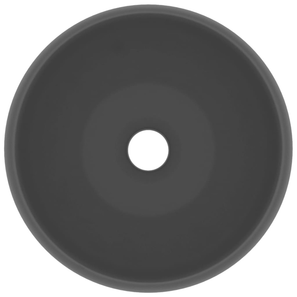 Lavabo de lujo redondo cerámica gris oscuro mate 40x15