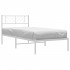 Estructura cama sin colchón con cabecero metal blanco 90x200